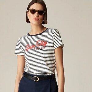 J. Crew Navy and White Striped Sun City Sailing Club nautical graphic Tee XXS